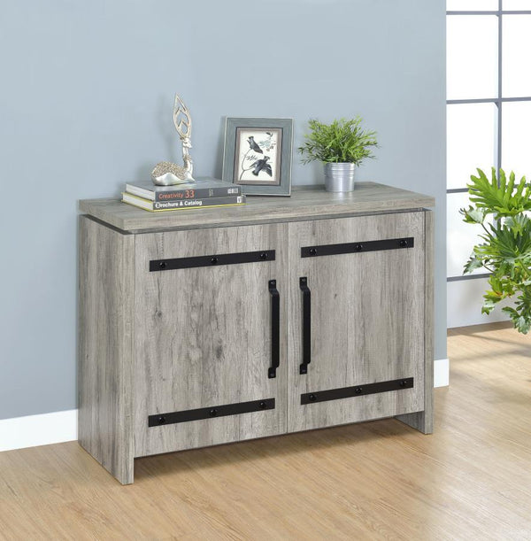  modern-rustic look. Crafted from engineered wood with a scratch-resistant and eco-friendly laminate veneer