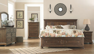 Made with Acacia veneers/engineered board and hardwood solids with a tobacco brown finish. Framed drawers feature fully finished dovetailed drawer boxes