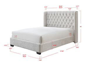 Daphne - King Bed - Light Gray Tweed