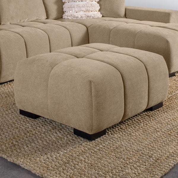  mid-century inspired ottoman. Its soft