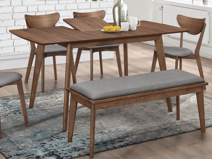 Recapture the minimalist feel of a retro-inspired design in interior decor. Ideal for everyday use, this wood table echoes a style form made popular in the mid-century era. Warm natural walnut offers a versatile and beautiful finish. Enjoy the slender tab