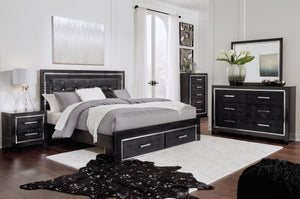 Rest easy. The luxurious look youâ€™ve been dreaming of is yours for the takingâ€”at a price sure to put you at ease. This storage bedroom group brings a sense of old Hollywood with a contemporary flair. A deep, dark finish, faceted chrome-tone accents an