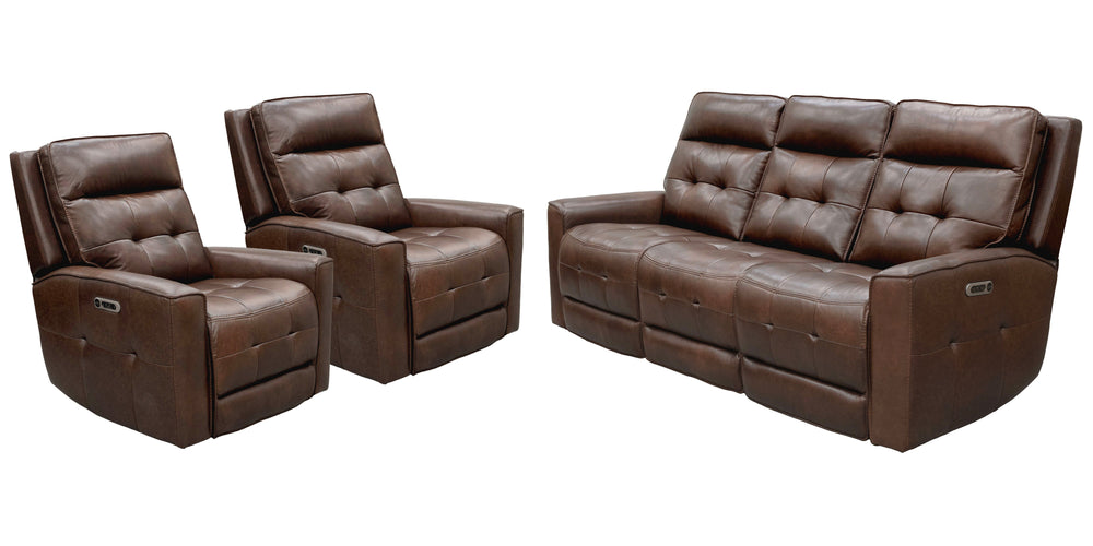 Bring upscale elegance to your living area with the Canterbury Power Zero Gravity Reclining Sofa Group. This gorgeous matching set includes Two Power Recliners and a Power Sofa. Covered in gorgeous, supple leather with a custom match and adorned with a cu