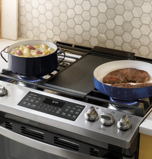 GE® 30" Slide-In Front Control Gas Double Oven Range