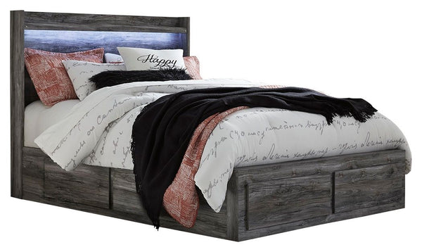 Baystorm - Gray - Queen Panel Bed with 6 Storage Drawers