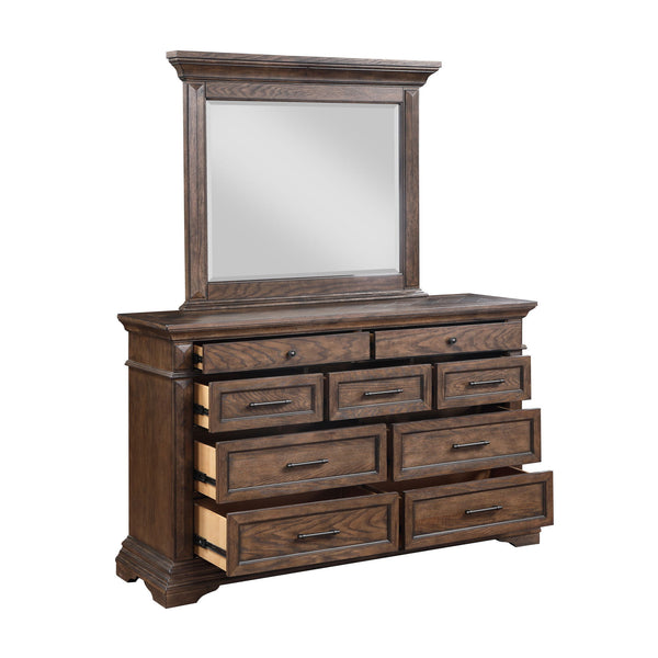  this mirror promises strength and durability. Its rich walnut finish