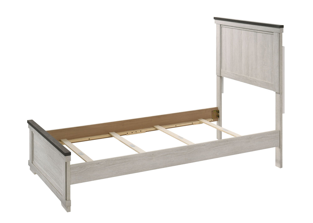 This bedroom set embodies a breezy, transitional style that harmonizes with any decor. The gracefully designed bed, with its panel headboard and soothing finish, invites a sense of calm and simplicity. Complementing the bed are the dresser and mirror, tal