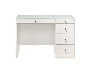 Morgan - Vanity Desk With Glass Top And LED Mirror - White