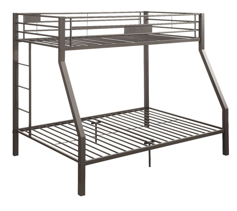 The Limbra contemporary bunk bed collection is an ideal choice for any youth bedroom. Featuring sturdy metal construction in Brown finish, metal slat system included, reversible side ladder, and full-length guardrails that will keep your child safe.<br/><