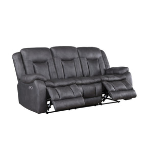  and modern functionality. This power couch is upholstered in sumptuously soft 100% polyester fabric in a gray color