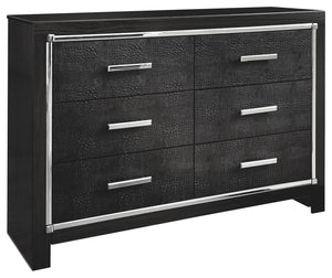 Rest easy. The luxurious look youâ€™ve been dreaming of is yours for the taking, at a price sure to put you at ease. This dresserâ€™s deep, dark finish, faceted chrome-tone accents and faux alligator panels exude Hollywood-chic style to the max. Sure to e