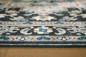 Leningston - Black / Cream / Blue - Washable Large Rug
