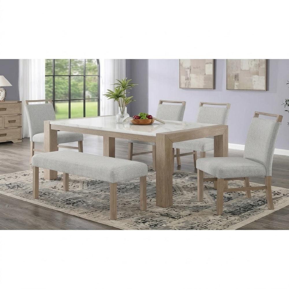 Tabitha 6-Piece Dining Set with Faux Marble Top