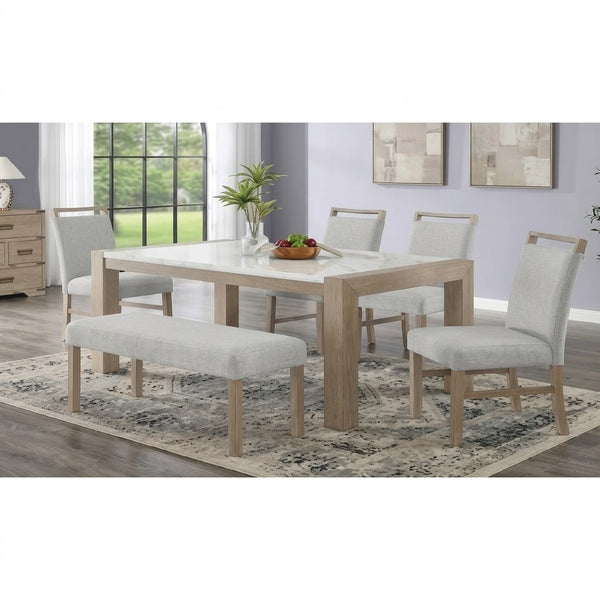 Tabitha 6-Piece Dining Set with Faux Marble Top
