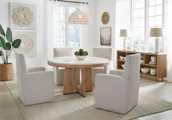 Escape - Dining 54" Round Table with console & 4 caster chairs