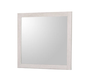  invites a sense of calm and simplicity. Complementing the bed are the dresser and mirror