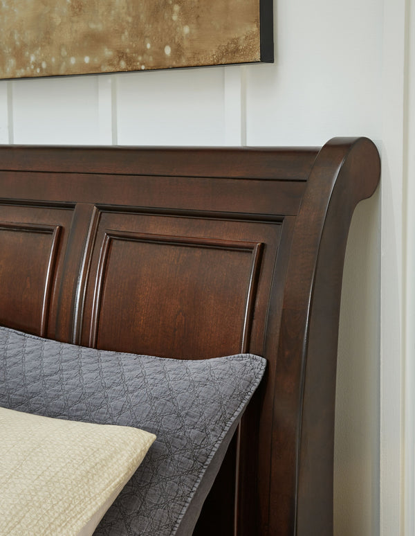  this queen sleigh storage bed is elegant without looking fussy. Two built-in drawers at the foot