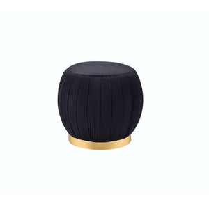  Backless Round Ottoman (NO Storage) â€¢ Fully Padded Seat: Velvet â€¢ Armless â€¢ Wooden Inner Frame â€¢ Metal Round Base: Gold Finish<br/><br/><b>Product Features</b><ul><li>Round Ottoman</li><li>Stationary Seat</li><li>Armless (Backrest)</li>