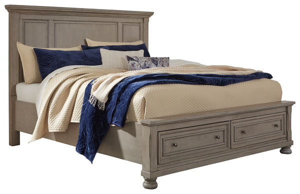 Lettner - Cama de almacenaje con panel King - Gris claro