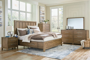 This bedroom set with storage bed sits comfortably at the intersection of modern lodge and farmhouse aesthetics. Your warm and welcoming disposition is reflected in its charming architectural elements and light brown glazed finish. Even with its poise, th