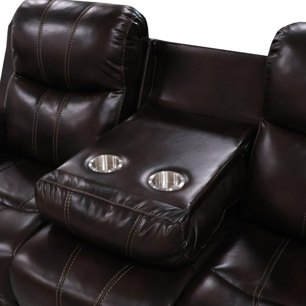 Kellen - Sofa With Dual Recliner & Drop Down Tray - Brown