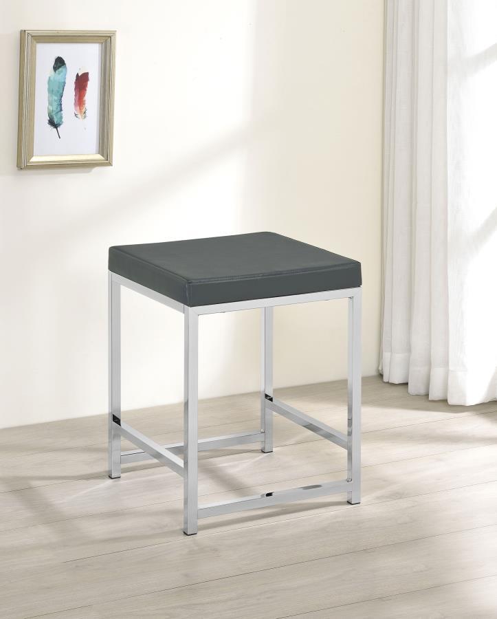 Rest comfortably in this chic contemporary vanity stool as you apply makeup or prepare for the day. Featuring a square shape design and a densely padded, foam-filled cushion , this modern stool provides a spacious for long-lasting comfort. The seat cushio