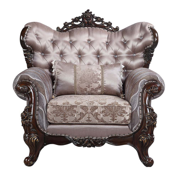  this sofa features an inner wooden frame that is sturdy. The outer wooden frame is finished with gold trimmings. Faux leather upholstery is used