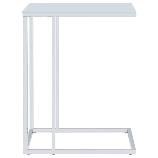Stella - Glass Top C-Shaped Sofa Side Table - Chrome