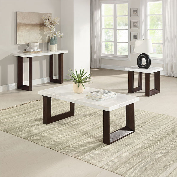 Edwyn - End Table With Marble Top - White