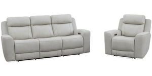 Introducing our comfortable and convenient Calgary sofa, designed with relaxation in mind. Calgary features power recline and headrest controls, allowing you to adjust your seating position easily. The over-padded headrests provide extra comfort, and the 