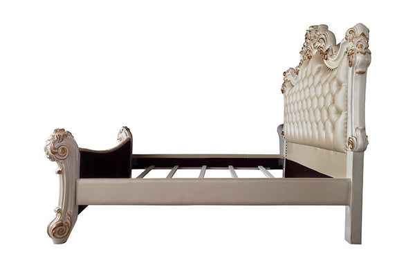 Vendom - Eastern King Bed - PU & Antique Pearl Finish