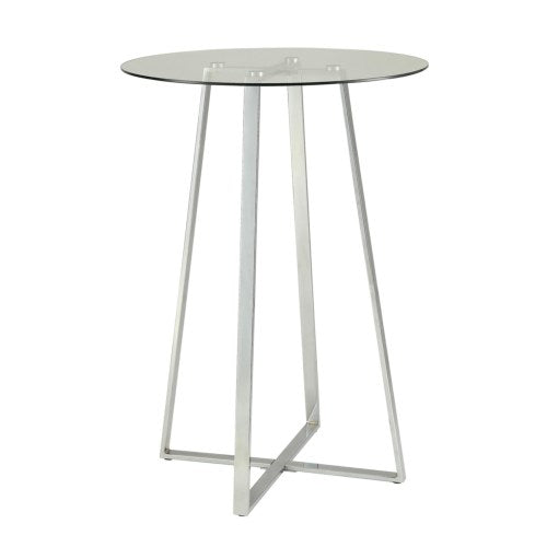 Bar Units and Bar Tables Glass Bar Table with Chrome Base