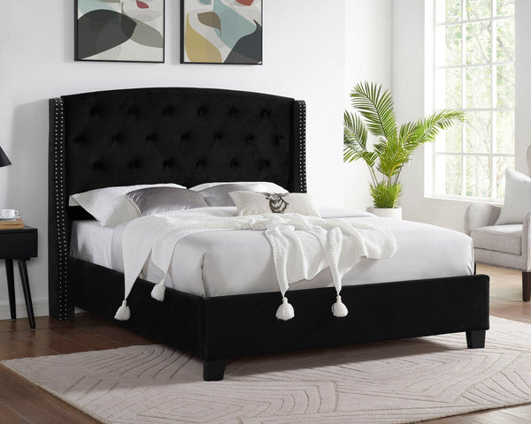 EVA-Queen Bed-Black<h4><b>Eva - Queen Headboard, Footboard - Black</b></h4> <table width="100%"><colgroup><col style="width: 30%"> <col style="width: 70%"> </colgroup> <tbody> <tr> <td>Dimensions</td> <td> 69.50"L x 87.00"D x 56.00"H</td> </tr> <tr> <td>W