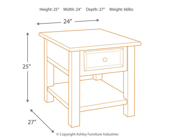 Tyler Creek - Grayish Brown / Black - Rectangular End Table
