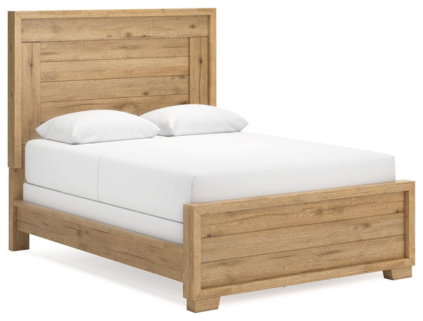 This queen panel bed expertly refines the raw beauty of wood, bringing a rustic vibe to urban contemporary design. Natural details on the wood, unique to each piece, create an organically beautiful feel in your bedroom. And the stunning simplicity of the 