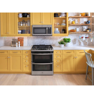 GE® 30" Slide-In Front Control Gas Double Oven Range
