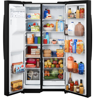 GE® ENERGY STAR® 23.6 Cu. Ft. Counter-Depth Side-By-Side Refrigerator with Extra Tall Dispenser and In-Door Icemaker