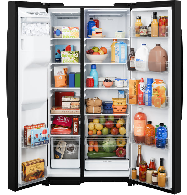 GE® ENERGY STAR® 23.6 Cu. Ft. Counter-Depth Side-By-Side Refrigerator with Extra Tall Dispenser and In-Door Icemaker