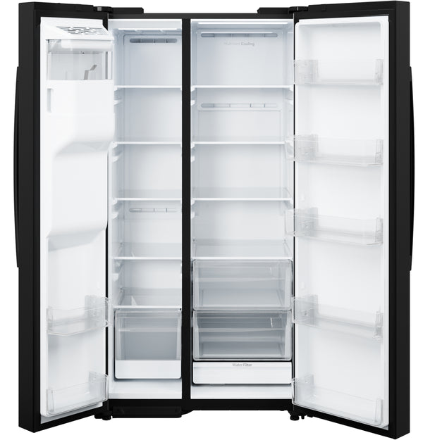 GE® ENERGY STAR® 23.6 Cu. Ft. Counter-Depth Side-By-Side Refrigerator with Extra Tall Dispenser and In-Door Icemaker