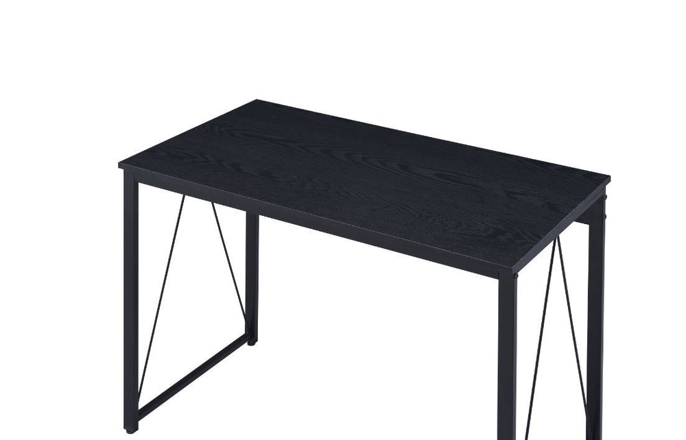 Simple, bold, and appealing, the Zaidin Desk will give your workplace a distinct look with rustic industrial style. Founded atop a black-finished metal base that is accented with reverse -"V-" shaped support, the distressed wooden table with minimal detai