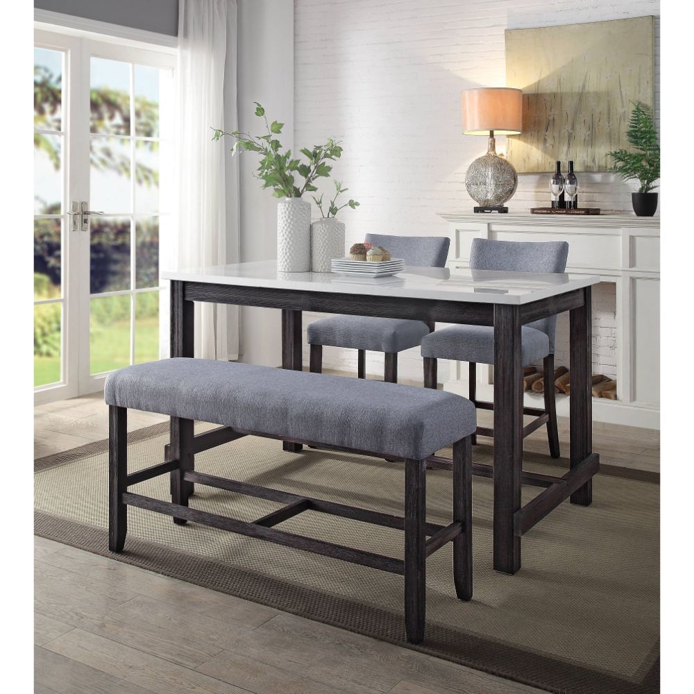 Rectangular Dining Table NO Storage Fixed Top (NO Extension Included) Marble Top Wooden Apron Wooden Straight-Square Leg & Crossbar Supports<br/><br/><b>Product Features</b><ul><li>Rectangular Leg Table</li><li>Fixed Top (NO Extension)</li><li>Marble Top,