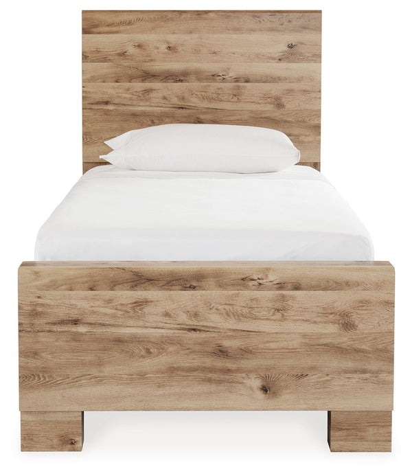 Hyanna - Cama doble con 2 cajones de almacenamiento laterales - Tostado