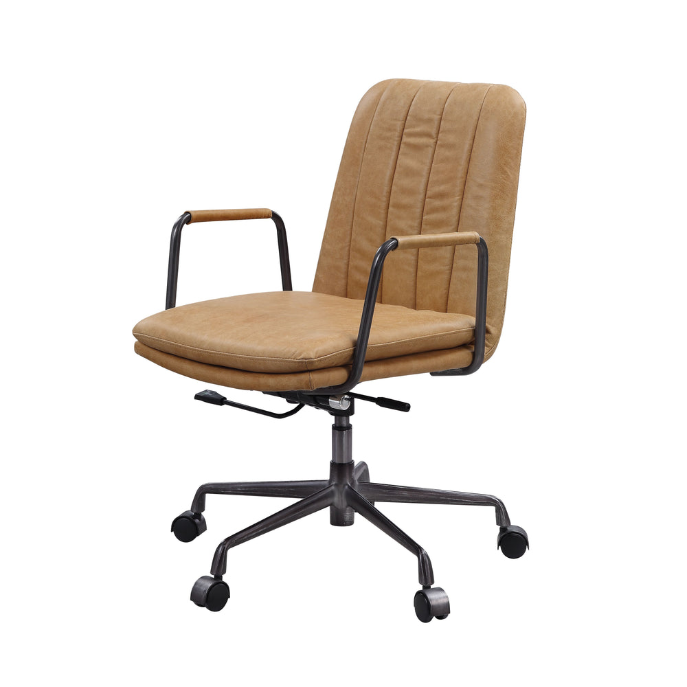Swivel Office Chair(360 Degree) Adjustable Seat Height Wheels Included5-Star Base w/CastersTop Grain LeatherUpholstered Seat and Back Cushion<br/><br/><b>Product Features</b><ul><li>wivel Office Chair(360 Degree)â€§ Adjustable Seat Heightâ€§ Wheels Includ