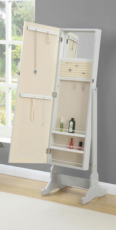 Yvonne - Cheval Mirror With Jewelry Storage - Dove Gray
