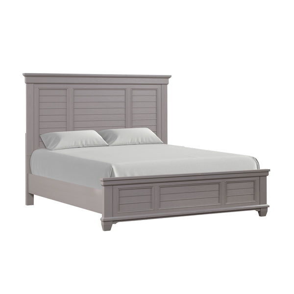 The Jamestown Wood Panel Bed in Gray embodies a perfect fusion of contemporary and traditional design elements, offering a versatile and sophisticated look for any bedroom. Expertly crafted from solid Acacia, premium manufactured woods, and authentic Oak 