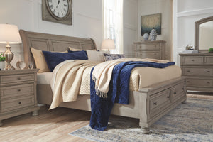  Queen Sleigh Bed with 2 Storage Drawers
