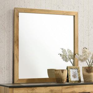  it perfectly complements the mid-century modern and rustic design of the dresser. The mirror-'s frame is crafted fro