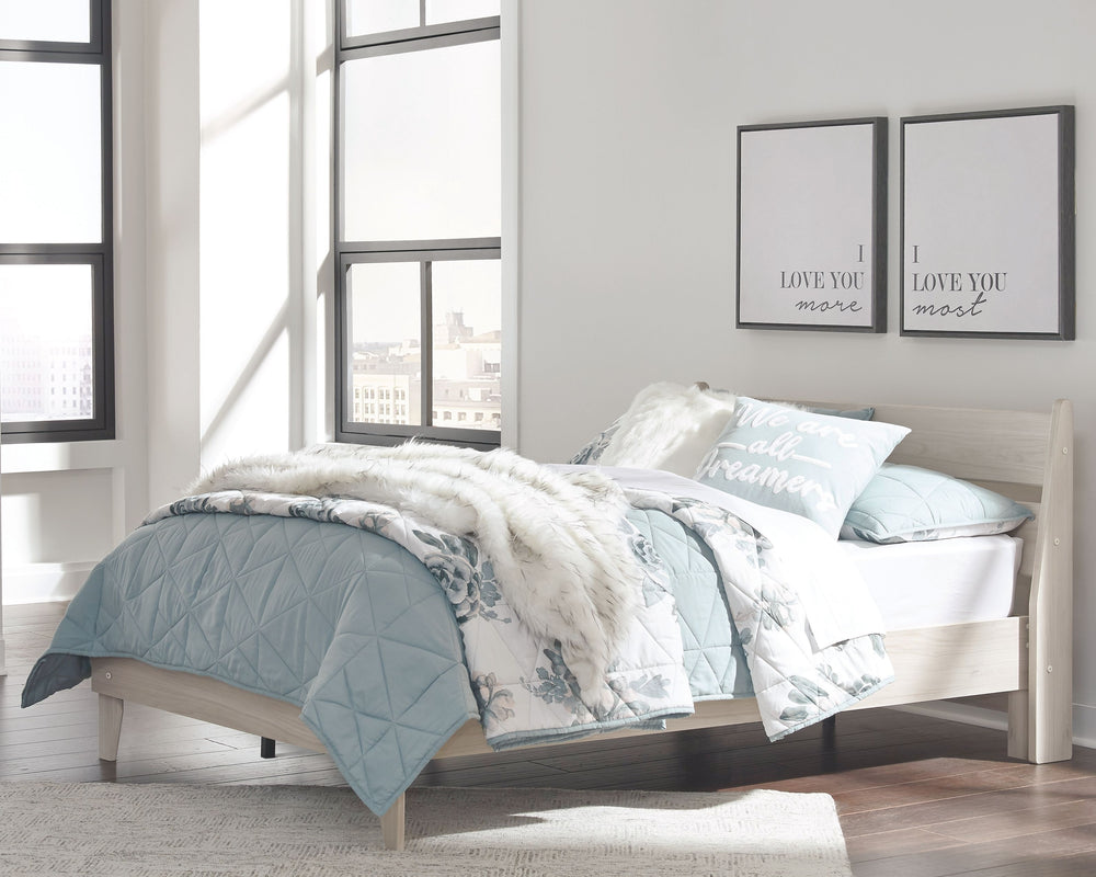 Bringing big style to small living areas, this full panel platform bed is a smart, space-saving choice for those with an eye for contemporary design. Clean-lined profile with understated refinements creates such a simple silhouette that works in so many s