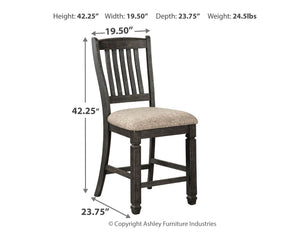 Tyler Creek - Black / Grayish Brown - Upholstered Barstool (Set of 2)