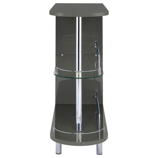 Adolfo - Rectangular 2-Tier Home Bar Table - Gray High Gloss